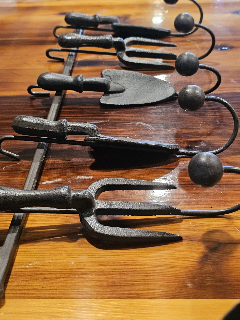 Rare Vintage Pottery Barn Cast Iron Garden Tool Wall Hook Coat Rack